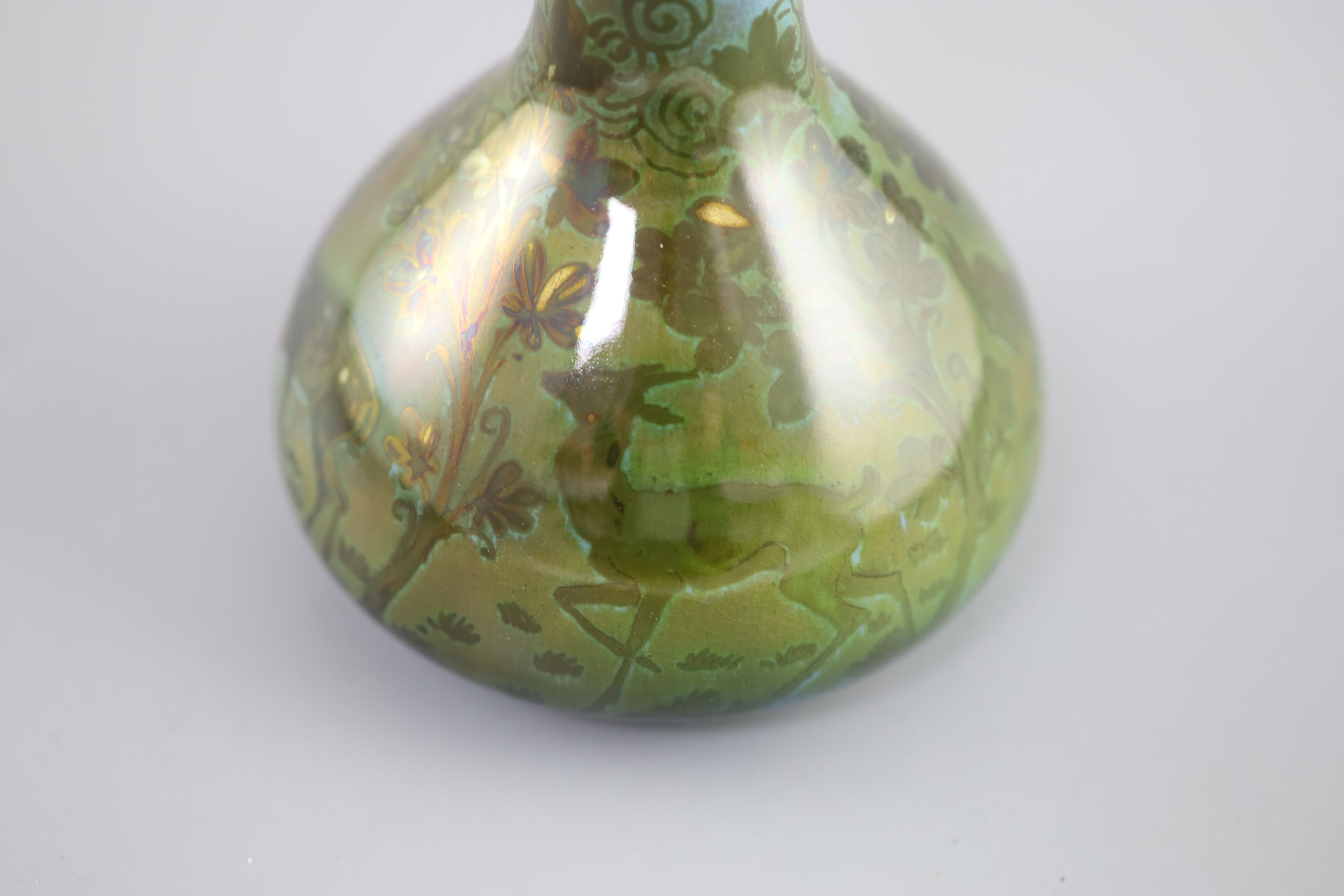 Richard Joyce for Pilkington Royal Lancastrian. A lustre bottle vase, 22.3cm high